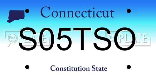S05TSO Connecticut License Plate