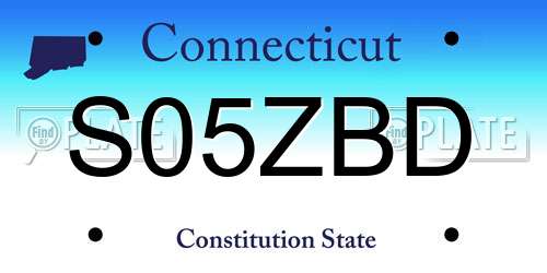S05ZBD Connecticut License Plate