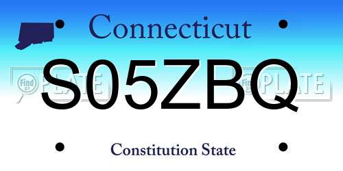 S05ZBQ Connecticut License Plate