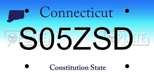 S05ZSD Connecticut License Plate