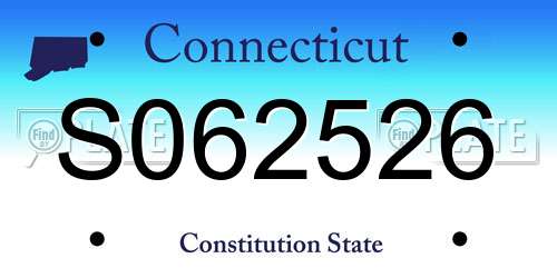 S062526 Connecticut License Plate