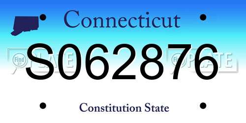 S062876 Connecticut License Plate