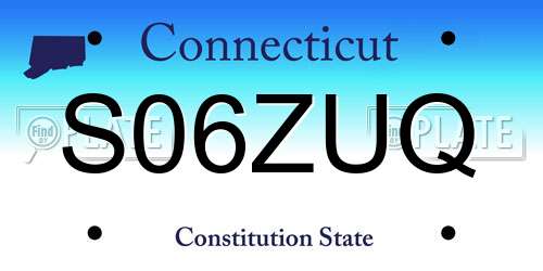 S06ZUQ Connecticut License Plate