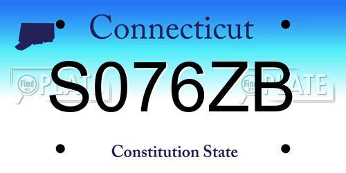 S076ZB Connecticut License Plate
