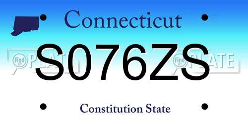 S076ZS Connecticut License Plate