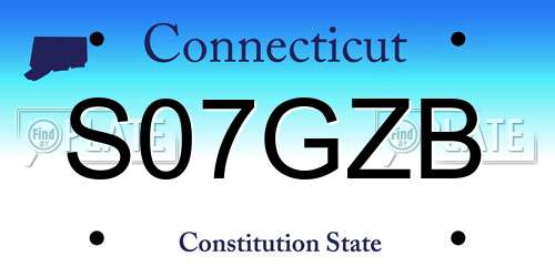 S07GZB Connecticut License Plate