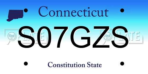 S07GZS Connecticut License Plate