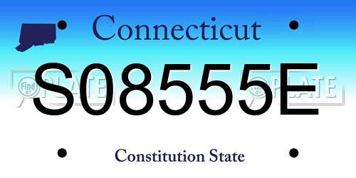 S08555E Connecticut License Plate