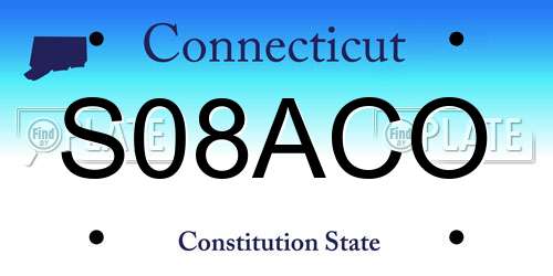 S08ACO Connecticut License Plate