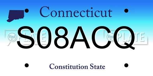 S08ACQ Connecticut License Plate