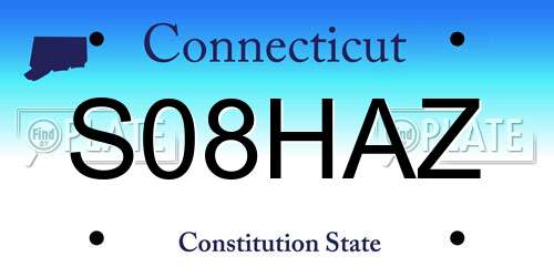 S08HAZ Connecticut License Plate
