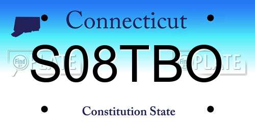 S08TBO Connecticut License Plate