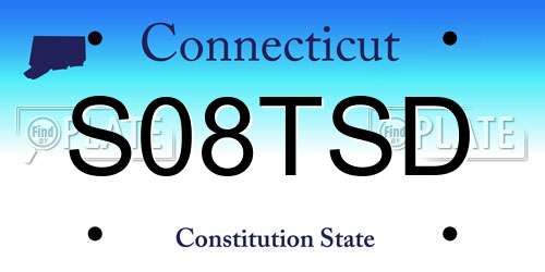 S08TSD Connecticut License Plate