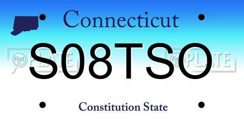 S08TSO Connecticut License Plate