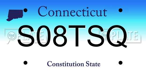 S08TSQ Connecticut License Plate