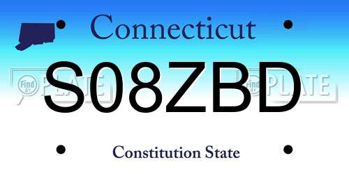 S08ZBD Connecticut License Plate