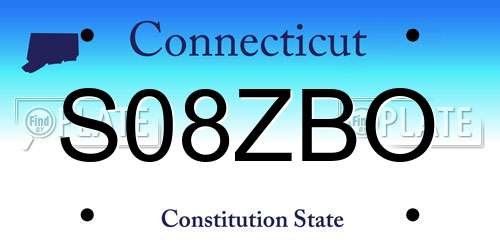 S08ZBO Connecticut License Plate