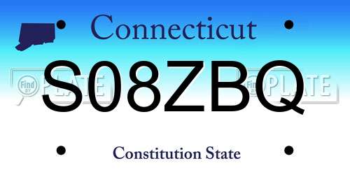 S08ZBQ Connecticut License Plate