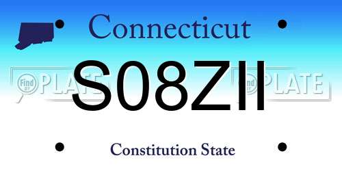 S08ZII Connecticut License Plate