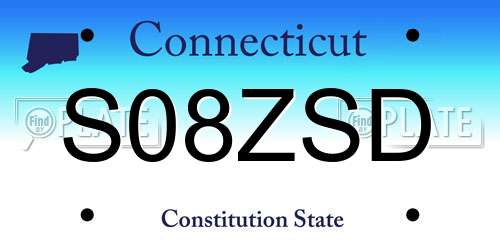S08ZSD Connecticut License Plate