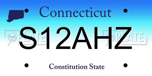 S12AHZ Connecticut License Plate