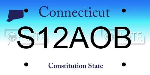 S12AOB Connecticut License Plate