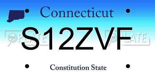 S12ZVF Connecticut License Plate