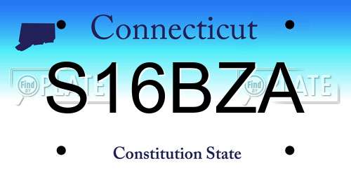 S16BZA Connecticut License Plate