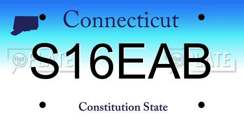 S16EAB Connecticut License Plate