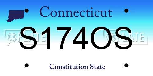 S174OS Connecticut License Plate