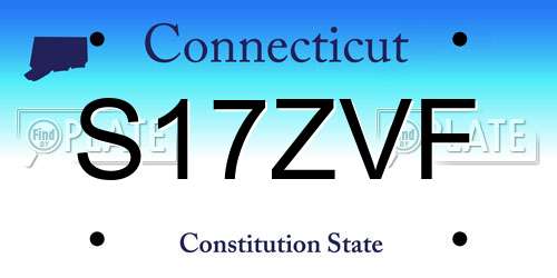 S17ZVF Connecticut License Plate