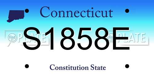 S1858E Connecticut License Plate