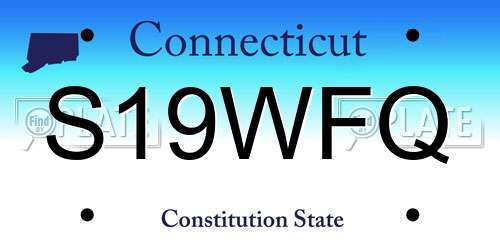 S19WFQ Connecticut License Plate