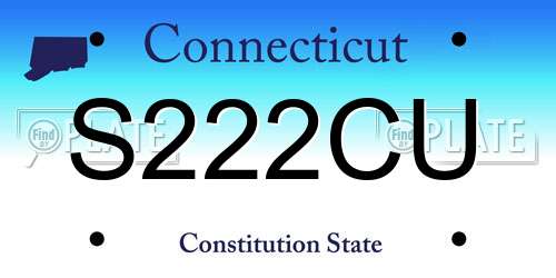 S222CU Connecticut License Plate