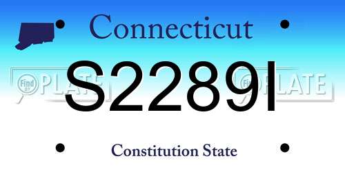S2289I Connecticut License Plate
