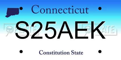 S25AEK Connecticut License Plate