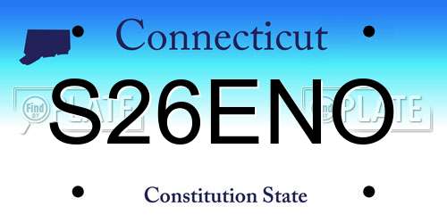 S26ENO Connecticut License Plate