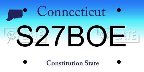 S27BOE Connecticut License Plate