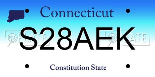 S28AEK Connecticut License Plate