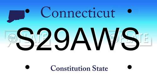 S29AWS Connecticut License Plate