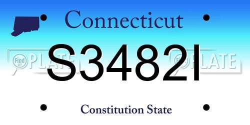 S3482I Connecticut License Plate