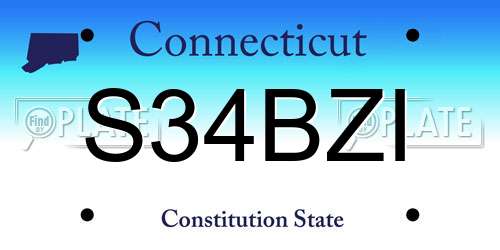 S34BZI Connecticut License Plate