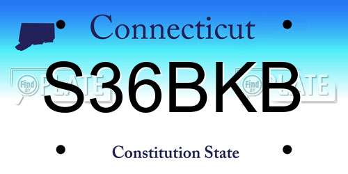 S36BKB Connecticut License Plate