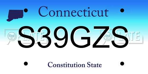 S39GZS Connecticut License Plate