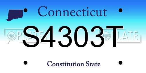S4303T Connecticut License Plate