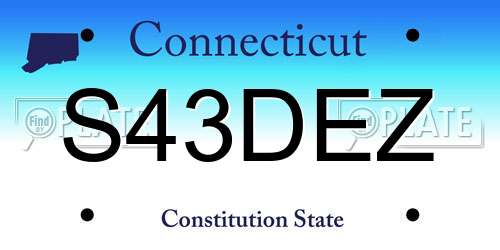 S43DEZ Connecticut License Plate