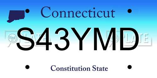 S43YMD Connecticut License Plate