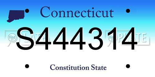 S444314 Connecticut License Plate