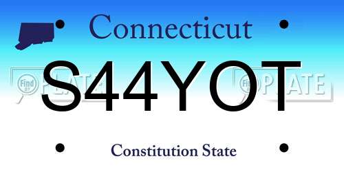 S44YOT Connecticut License Plate