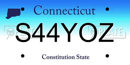 S44YOZ Connecticut License Plate